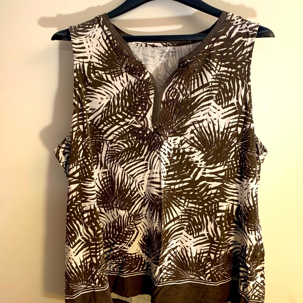 Tropical palm camisole with rope details
